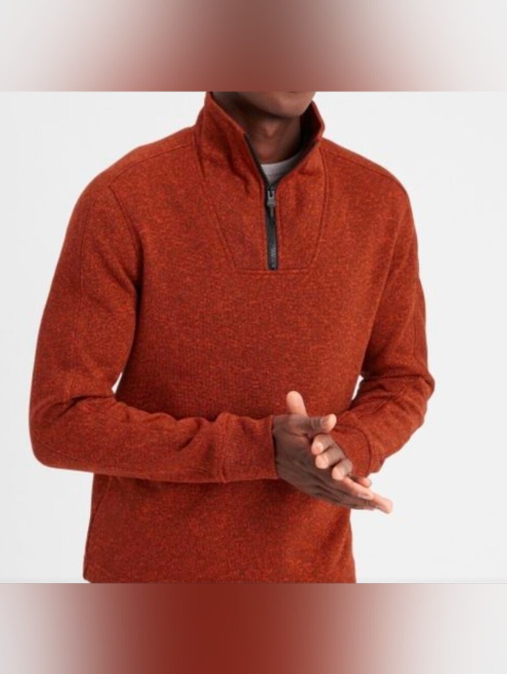 Banana Republic rust-orange knit quarter-zip pullover sweater XL